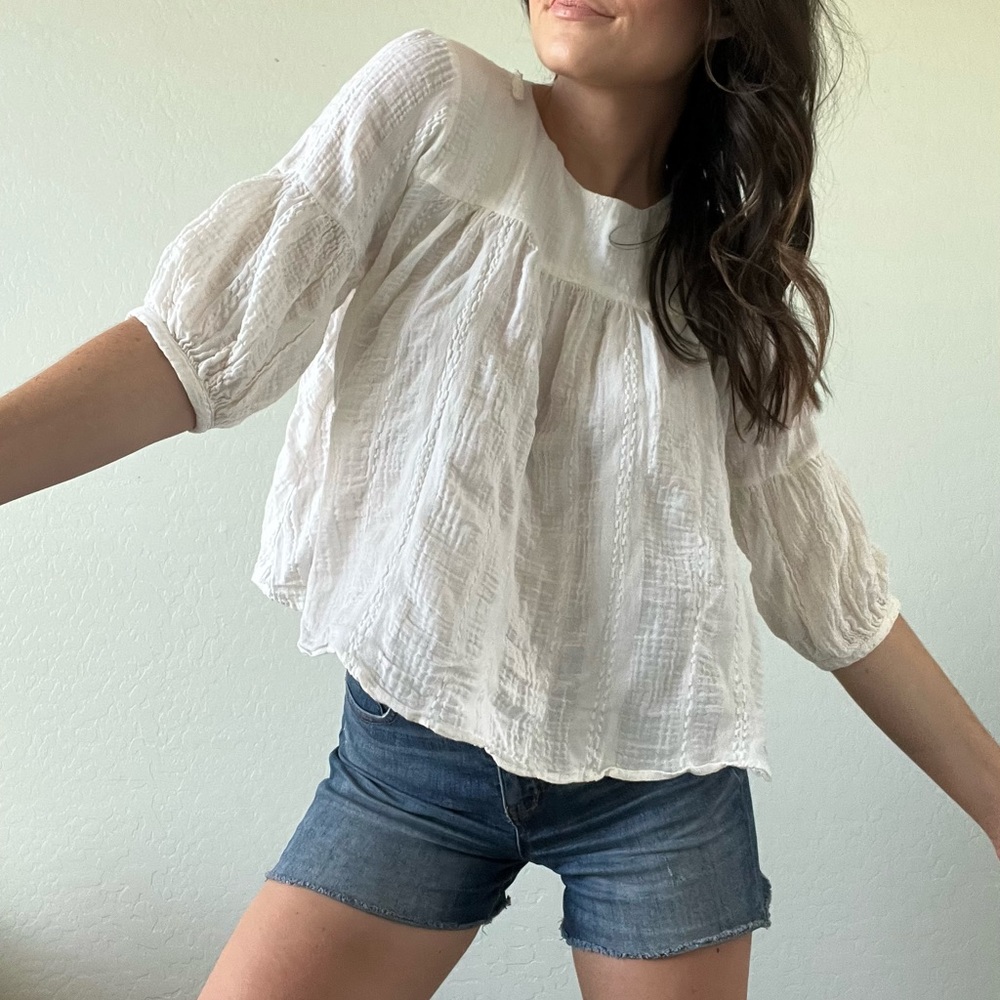 Lucky Brand White Gauzey Blouse
